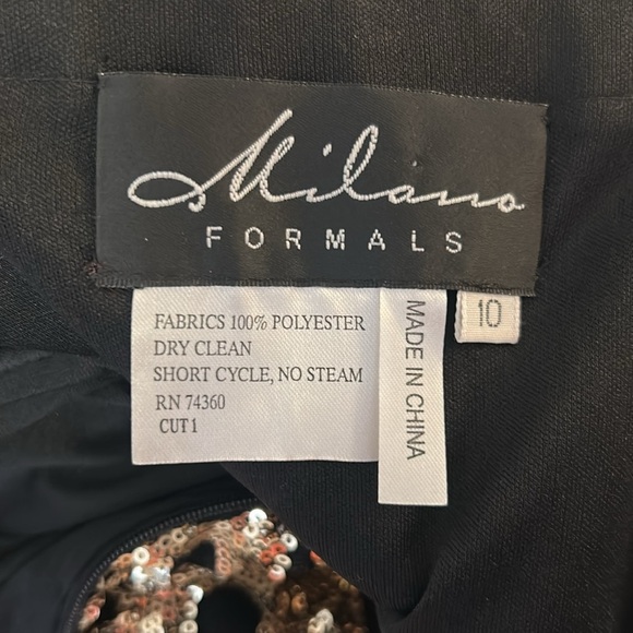 Milano Formals Black & Gold Sequin Special Occasion Prom Mini Dress Size 10 - Picture 6 of 6